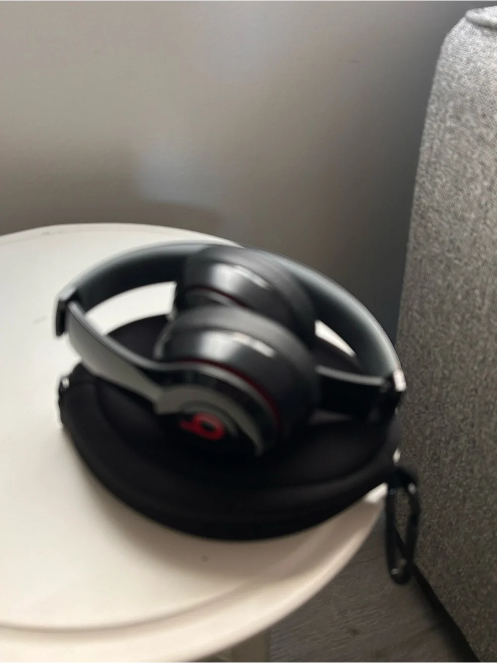 Beats Black and Red Protective Headphone Case with Carabiner